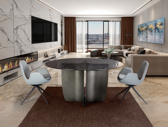 Круглый серый стол Night в интерьере 