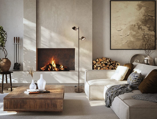 Торшер Taros в цвете бронза в интерьере комнаты