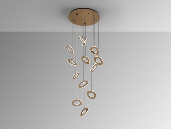 Высокая люстра Mirena 690928 Schuller в цвете розовое золото