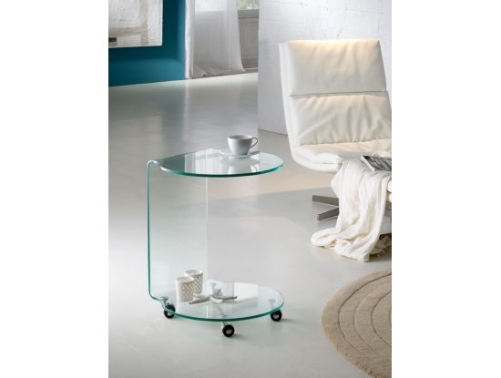 Круглый стеклянный столик Glass  на колесах