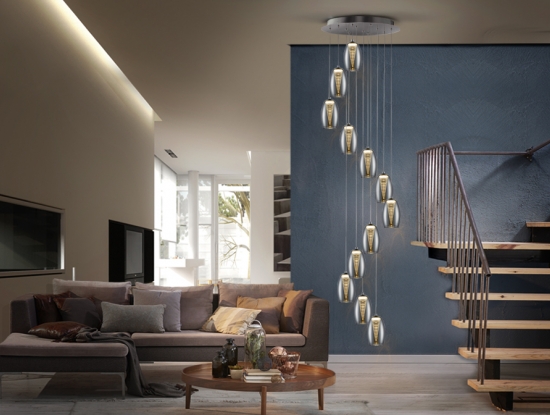 Большой led светильник- каскад Nebula из 12 зеркальных плафонов