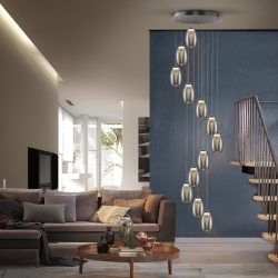 Большой led светильник- каскад Nebula из 12 зеркальных плафонов